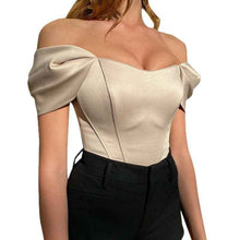 Fishtail-waistline Womens Satin Off-shoulder Top