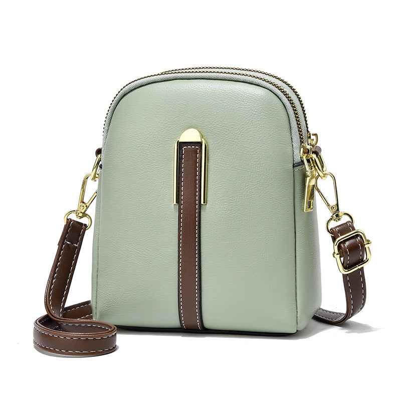 Vertical Soft Leather Shoulder Crossbody Bag Coin Purse