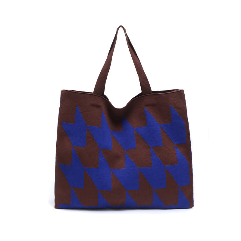 Knitted Womens Handbag With Patchwork Yarn by Mirlaine Univers