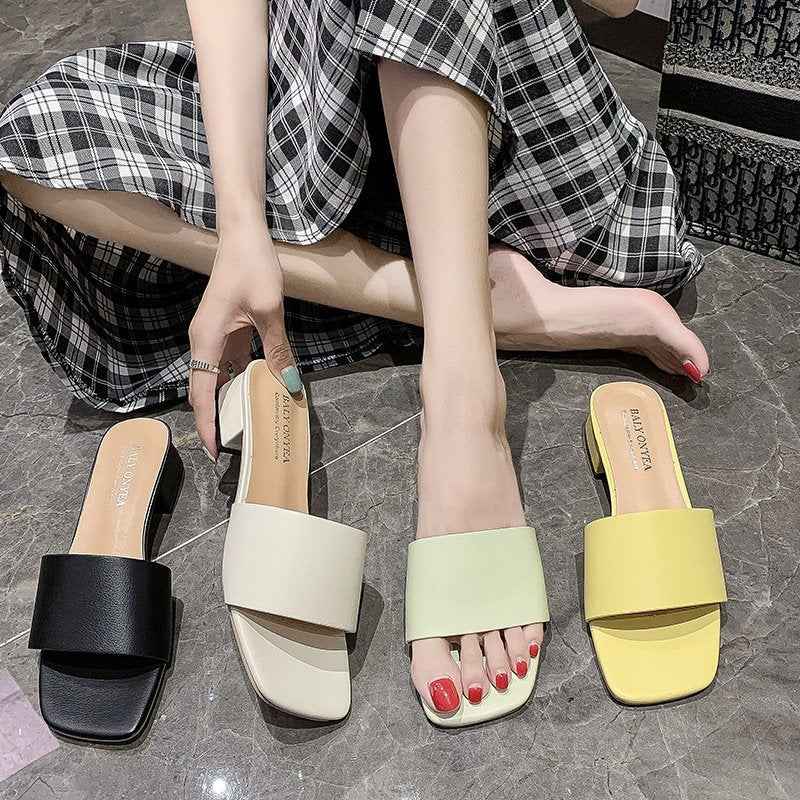Women thick heel non-slip sandals