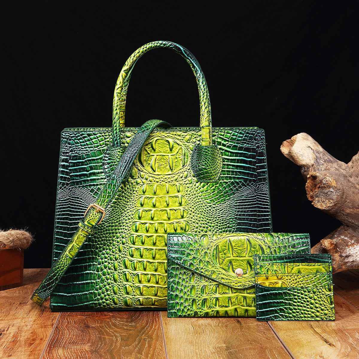 Womens Crossbody Tote Bag  With Vibrant Crocodile-Grain Design In The Brummie Style