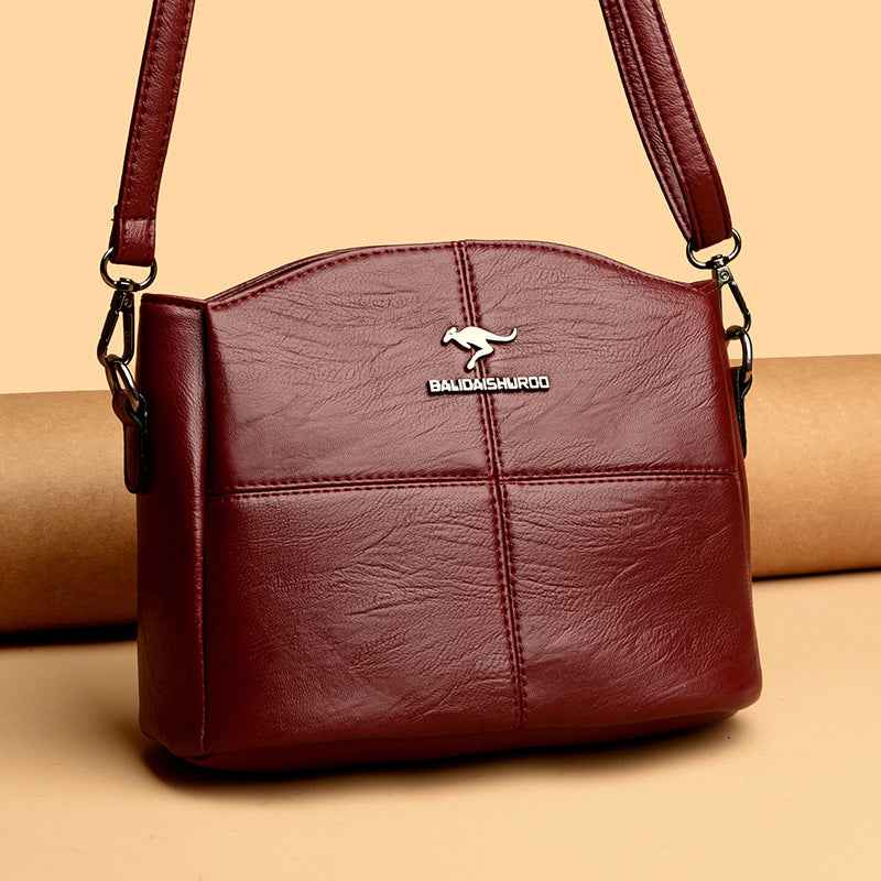 Korean-style Womens Shoulder Soft Leather Versatile Design Large Capacity And Embroidered Crossbody Bag