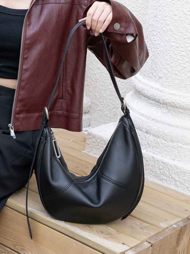 Womens First-layer Cowhide Bag With A Niche Design A Stylish Crossbody Or Shoulder Bag