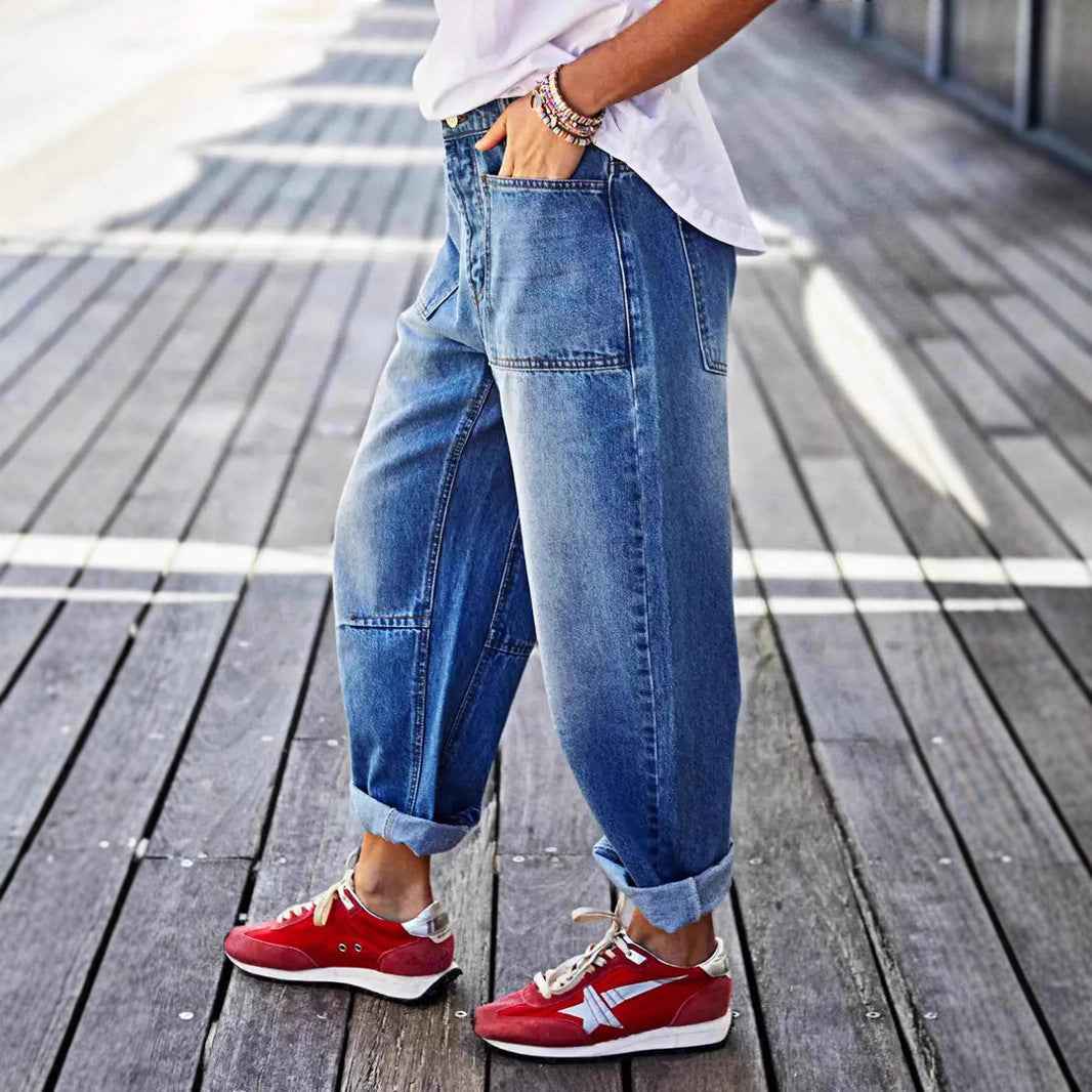 Mid-rise Boot-cut Cropped Denim Jeans