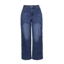 AutumnWinter Niche Design Heart-Shaped Rivet Denim Pants