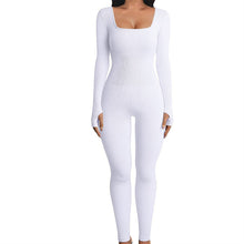 Threaded Square Collar Buttocks Slim Jumpsuit by Mirlaine Univers