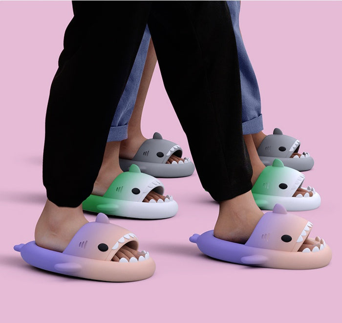 Pantoufles requin dégradé pour hommes, antidérapantes pour la maison et la salle de bain