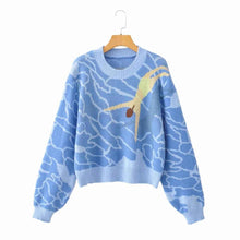 Wave Paisley Print Oversized Sweaters Long Sleeve Autumn Winter Jumpers