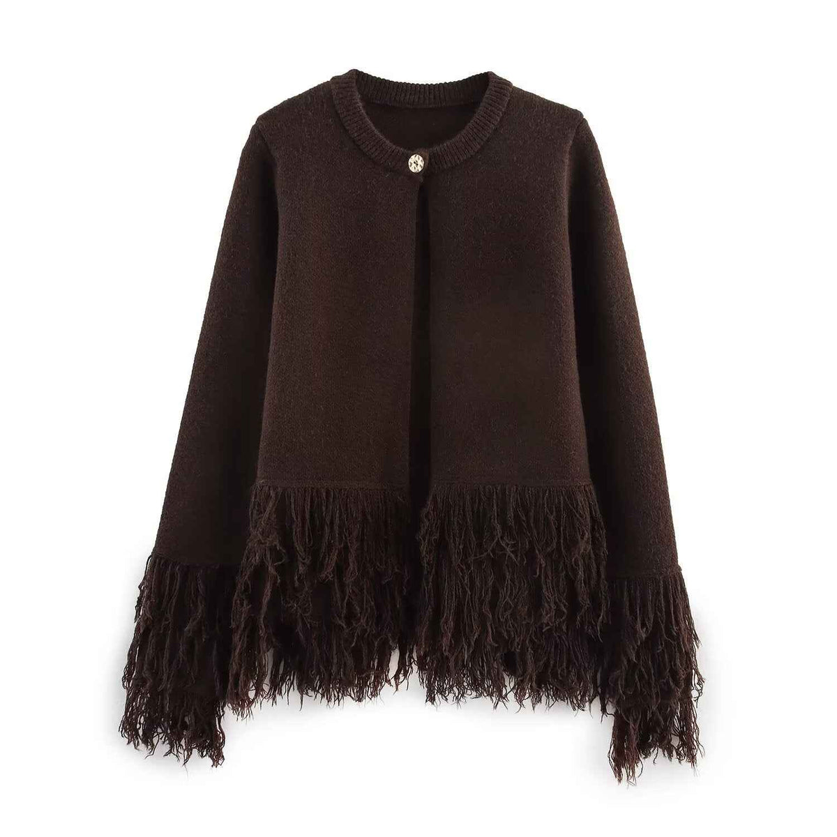 Fashionable Tassel-Trimmed Button Knitted Coat For Women