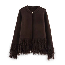 Fashionable Tassel-Trimmed Button Knitted Coat For Women