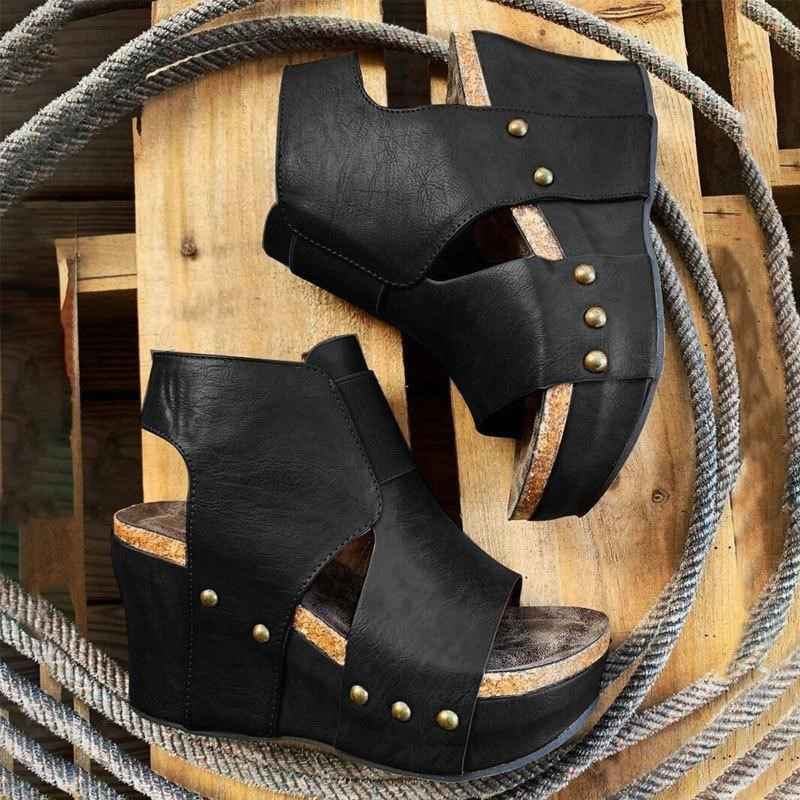 Wedge-heeled Open-toe Sandals For Women