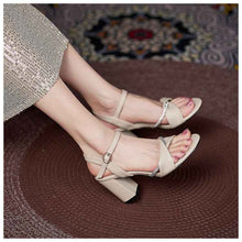 YB-32 Chunky Heel Sandals For Women Comfortable High Heel Small Size
