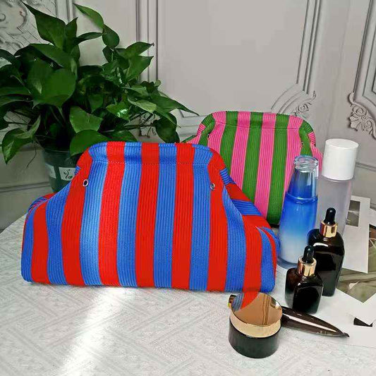 Crossbody Slim-striped Contrast-color Knit Vintage Versatile Minimalist Clutch