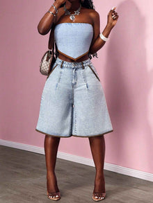 Women's Contrasting Flared Cropped Jeans