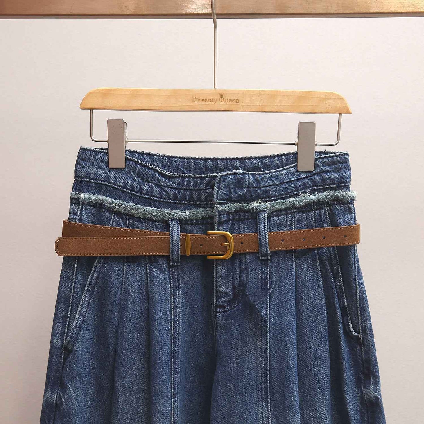 High-waisted A-line Wide-leg Long Jeans