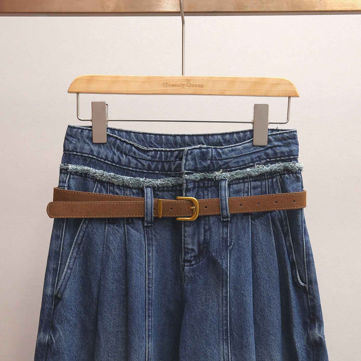 High-waisted A-line Wide-leg Long Jeans