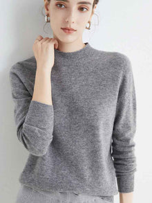 Half High Collar Pure Wool Women's Long Sleeved Knitted Base Sweater