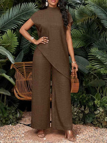 Women's Fashionable Casual Loose Asymmetrical Top Set