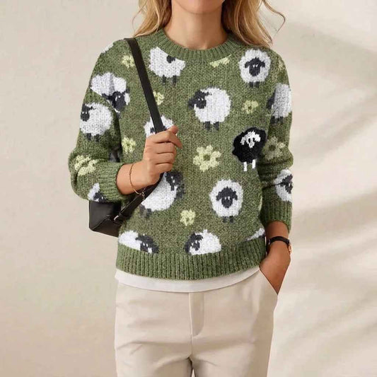 Hot-selling Crew-neck Color-block Loose-fitting Fashionable Pullover Knit Sweater