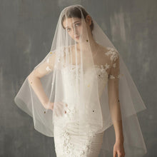 Star Style Hand Sewn Metal Combed Bridal Veil by Mirlaine Univers