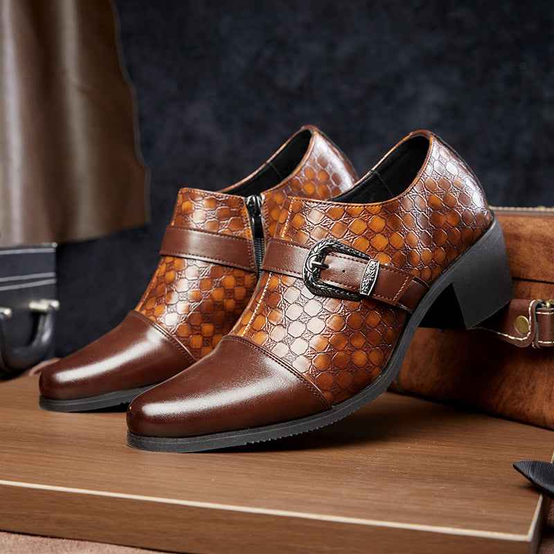 New Casual Shoes Fashionable Snakeskin Cuban Leather Shoes For Men