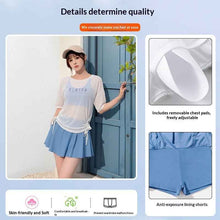 Sun-protective Figure-flattering Tummy-covering Three-piece Split Swimsui