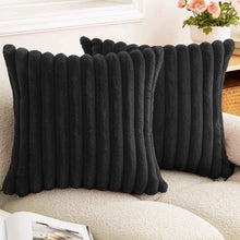 Rabbit Fur Solid Color Vertical Bar Plush Square Cushion Cover