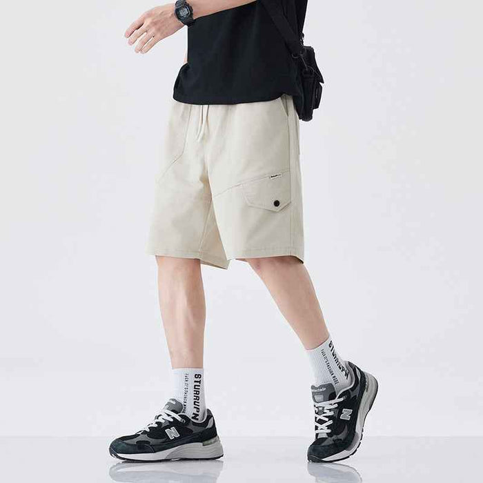 Shorts de travail rétro coupe droite pour homme en coton effet frais façon soie glacée pour l'été en plein air