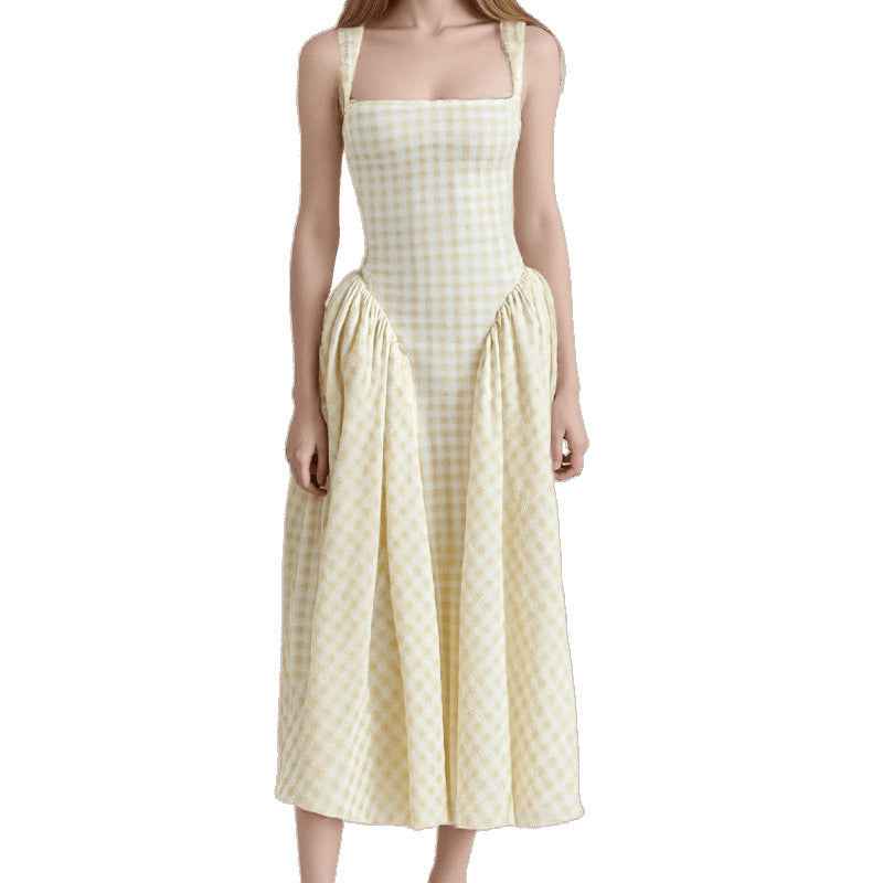 Elegant And Fashionable Printed French-style Slip Dress