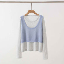 New Design Sense Stitching Fake Two-piece Knitted Sweaters Women
