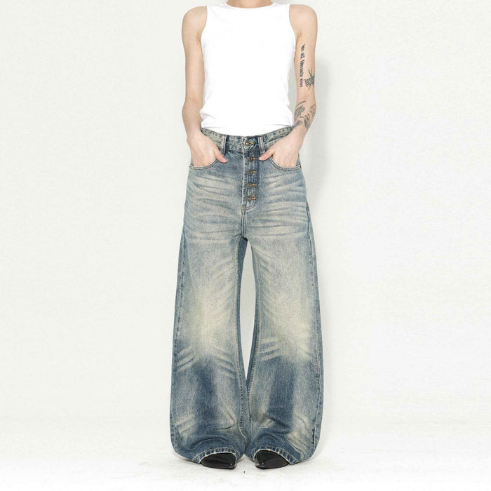 Jeans Rétro Zippés Cinq Boutons