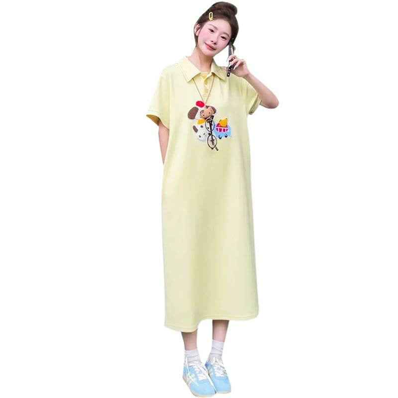 Fashionable Embroidered Polo-Neck Chic Flap-Collar Puppy Dress