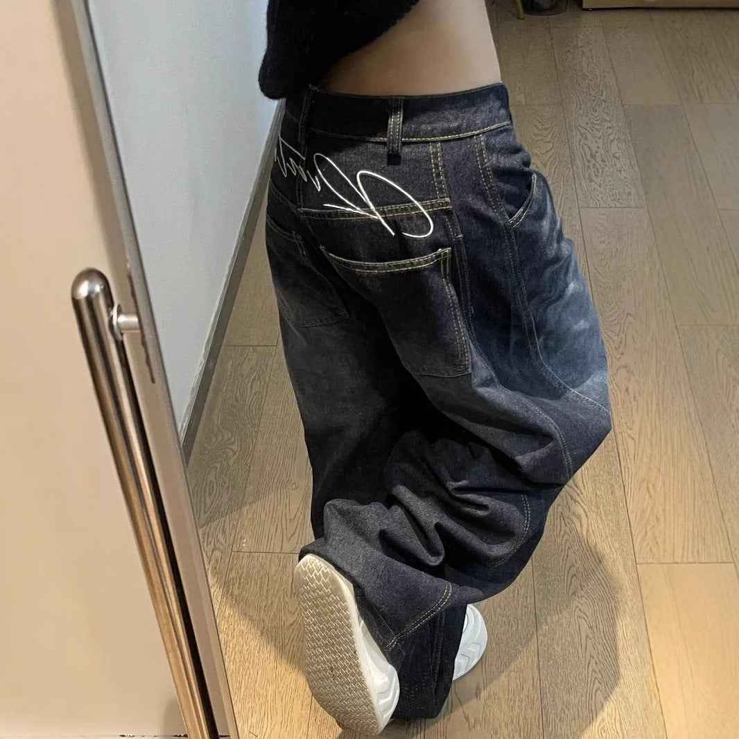 Womens Versatile Retro Washed-and-distressed Denim Jeans In American Style