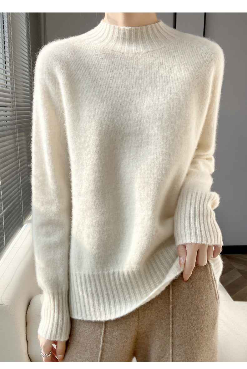 Thickened Half-high Collar Pure Wool Sweater Women's Seamless Sweaters Bottoming Shirt
