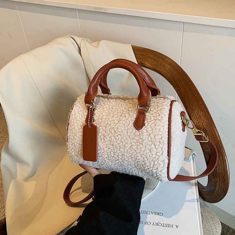 Lamb-Mohair Casual Versatile And Sophisticated Shoulder Or Crossbody Bag