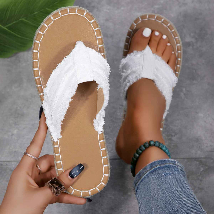 Nouvelles tongs en toile sandales d'été confortables chaussures plates mode pour femmes