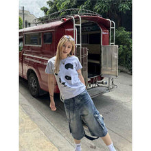 American-style Washed Loose-fit Multi-pocket Denim Capri Pants