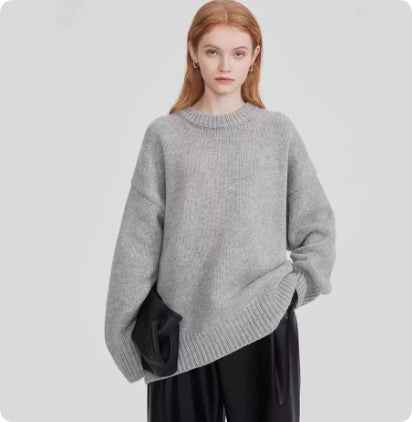 Sweaters Women's Clothing Knitwear Round Neck Loose Solid Color