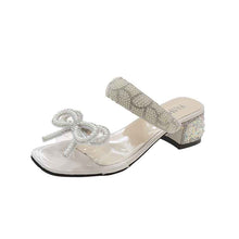 Gentle Bowknot Chunky Heel Sandals For Women Summer New One Strap Transparent
