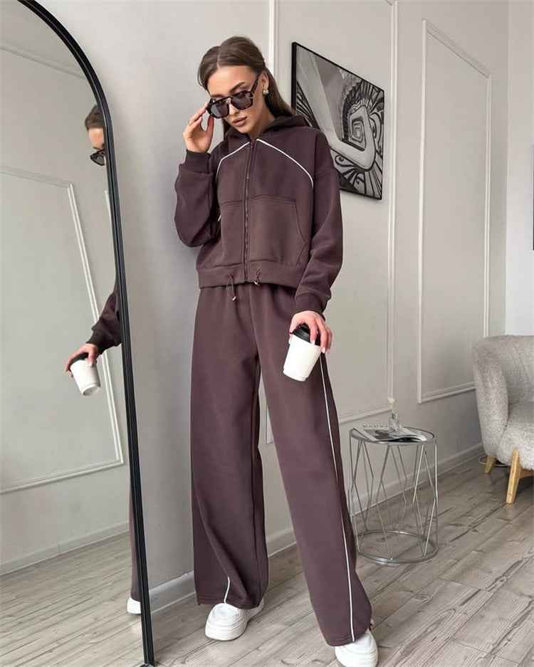 Women's Sportswear Set Solid Color Cardigan Set