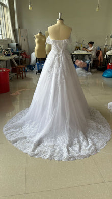 Off-shoulder Bridal Main Wedding Dress Elegant Court Style High-grade Luxury French Light Door Yarn by Mirlaine Univers
