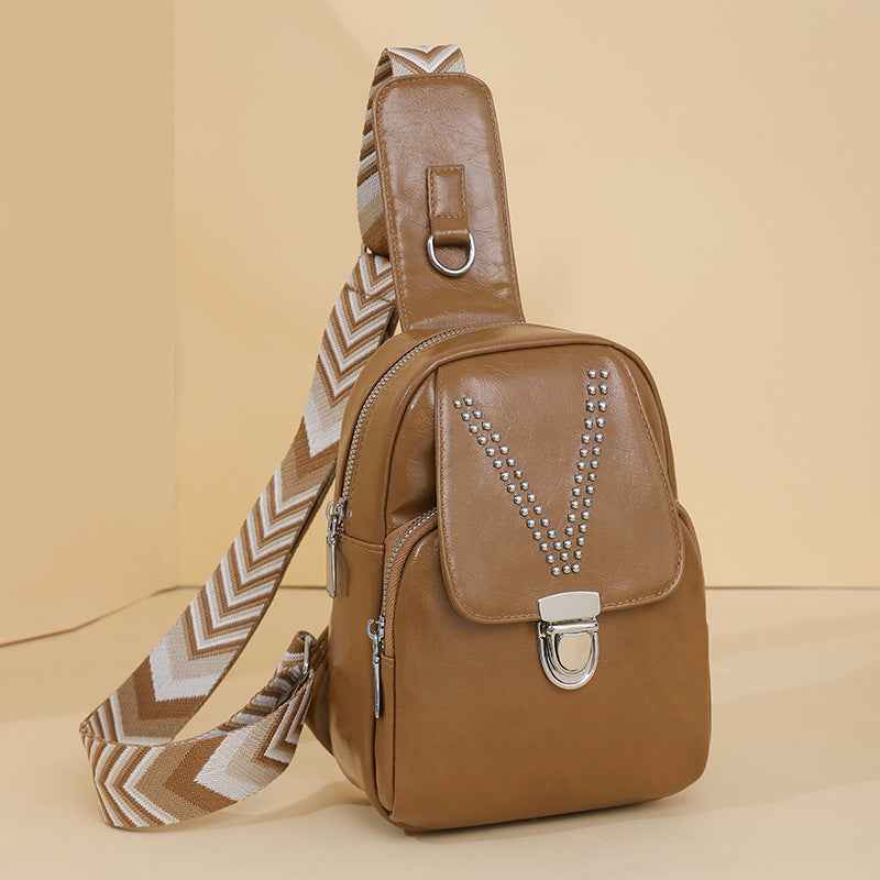 Womens Soft Leather Casual All-Match ShoulderCrossbody Bag