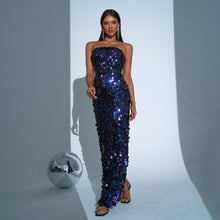 Wrapped Chest Sheath Sequined Evening Dress by Mirlaine Univers
