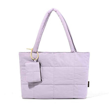 Womens Solid-Color Versatile Plaid Tote Bag