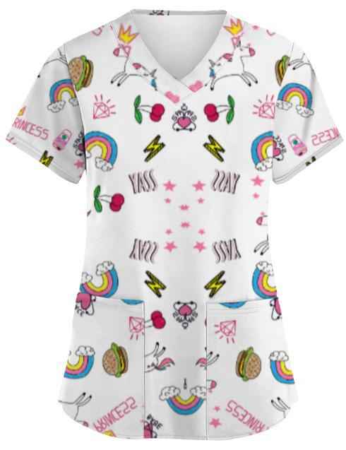Summer Casual New Women's V-neck Cloth For Nursing Workers Short Sleeve