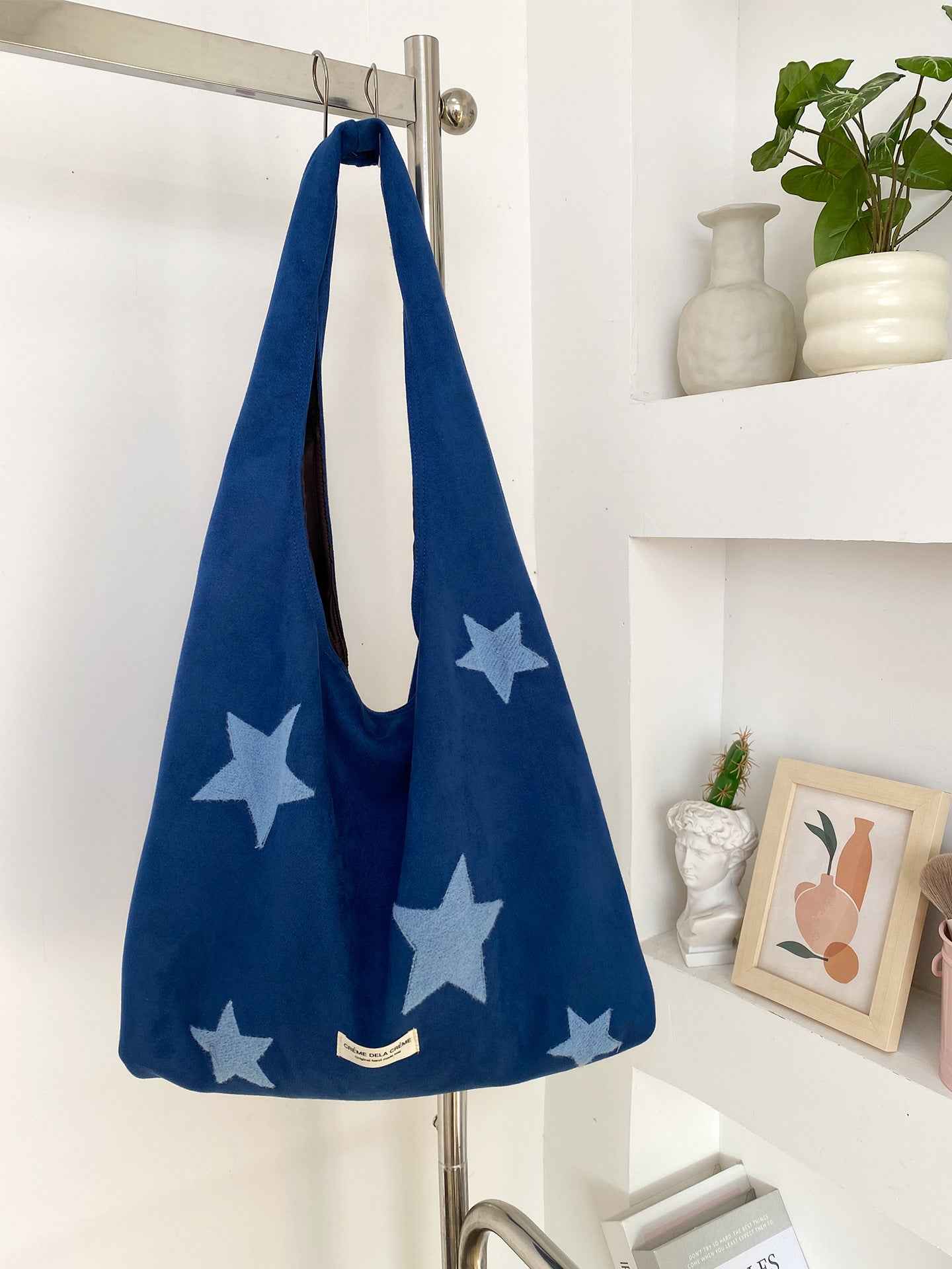Korean-style Star-embroidered Single-shoulder Bag Large-capacity Plush Tote Bag
