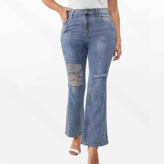 Plus-size Fashionable Casual Ripped Denim Jeans For Women