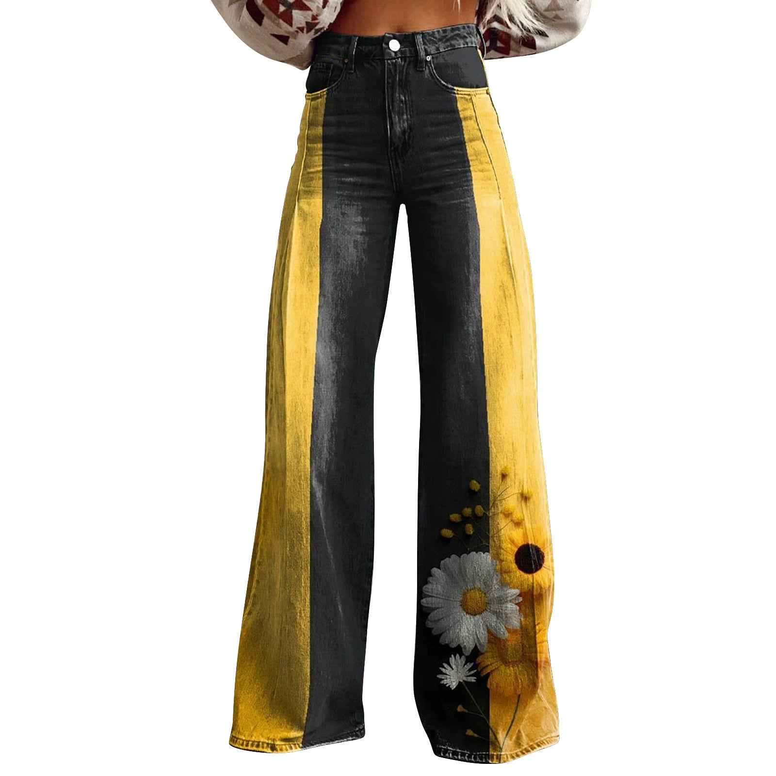Trendy Flared Denim Jeans Made From Pure Cotton For Women