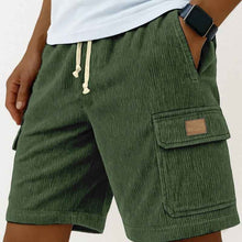 Versatile 3D Bag Mens Drawstring Corduroy Side-Pocket Shorts