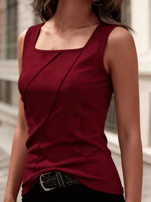 Square Neck Sleeveless Top For Women Versatile Summer Knit
